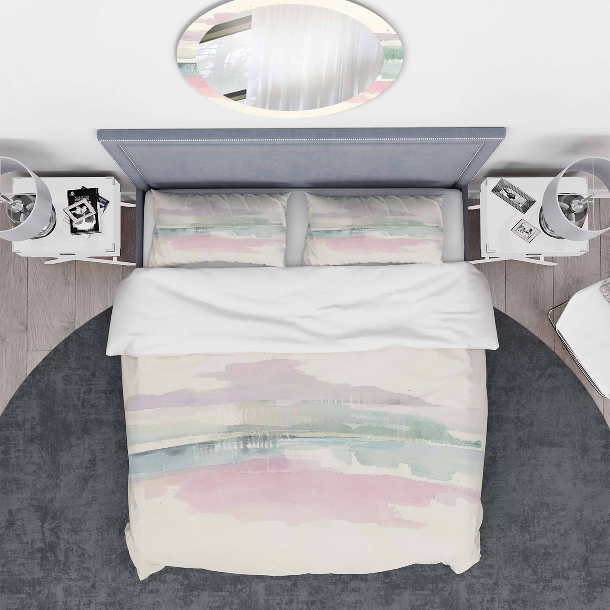 Designart 'Pink Lifting Fog' Geometric Duvet Cover Set