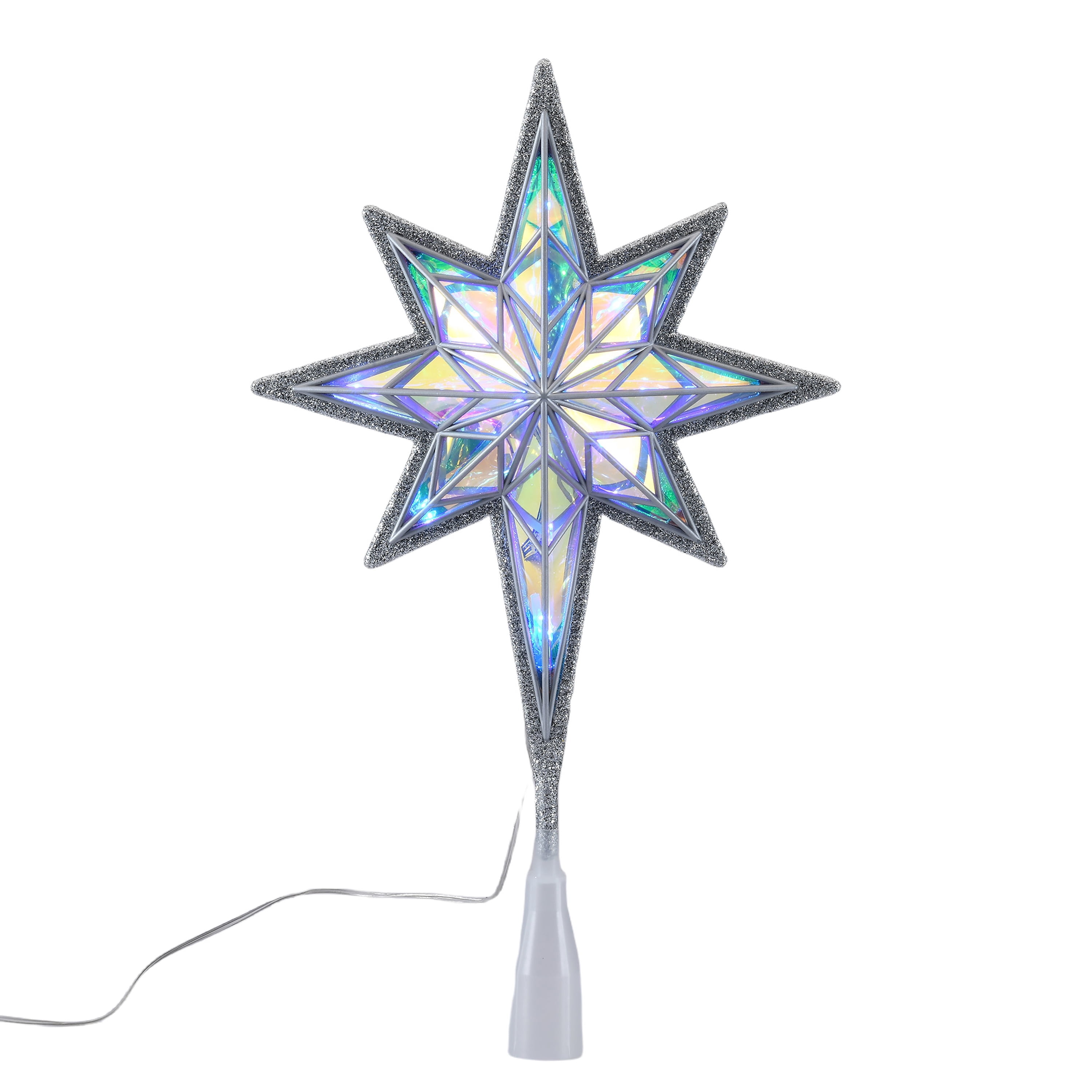 LED Star Christmas Tree Topper, Silver and Iridescent, 15", by Holiday Time