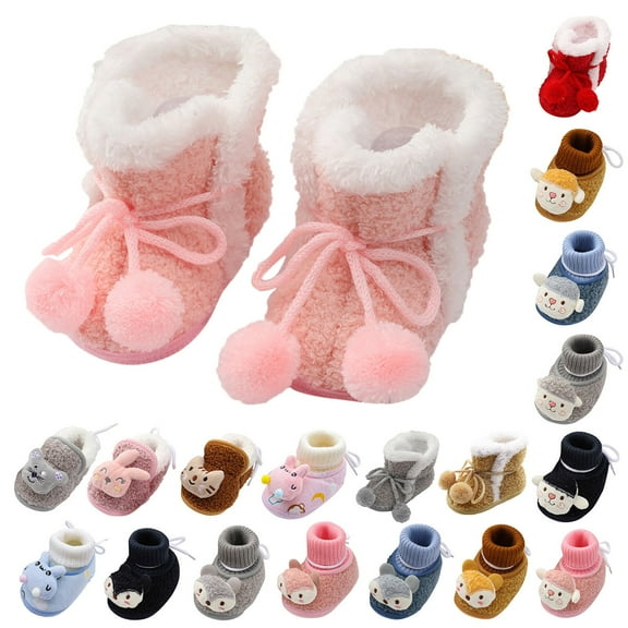 Hpapadks Slippers for Girls Warm Shoes Soft Booties Snow Soft Comfortable Boots Warming Shoes Girl Shoes Brown