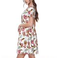 thumbnail image 2 of Saiise Robe d'Été à Motif de Fleurs Roses pour Femmes, T-Shirt Décontracté à Manches Courtes, Robe Soleil Fleurie, Sortie de Plage avec Poches, 2 of 6