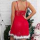thumbnail image 4 of 26-27 Women Christmas V-neck Lingerie Red Santa Babydoll Chemise Dress Set Sleepwear, 4 of 4