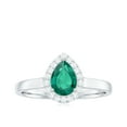 thumbnail image 4 of Rosec Jewels Lab Grown Emerald Teardrop Engagement Ring with Halo - Pear Shape Emerald Diamond Ring - AAAA Quality Certified, 14K White Gold, US 5.00, 4 of 9