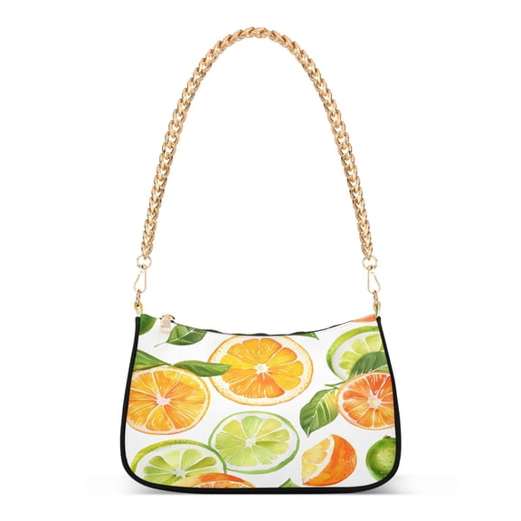 Ryvnso Lemons and Oranges Womens Chain Shoulder Bag Tote Handbags Clutch Hobo Purse with Zipper for Travel