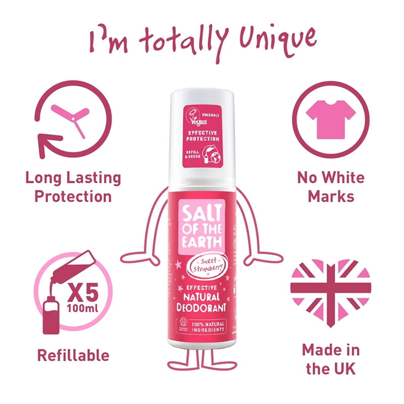 Salt of The Earth Sweet Strawberry Spray Deodorant 100ml (Pack of 3)