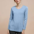 thumbnail image 2 of UJNDER Women's Classic V Neck Long Sleeve T Shirts for Women Solid Color Top Casual Comfortable Blue XXL, 2 of 5