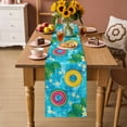 thumbnail image 2 of Summer Swimming Pool Table Runner 70 Inches, Floral Plumeria Leaves Blue Plaid Bed Runner Dresser Scarves Tabletop for Indoor Outdoor Parties/Ceremony/Banquet, 13" x 70", 2 of 9