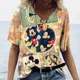 thumbnail image 5 of Camiseta vintage para mujer, cuello en V, moda, top con estampado de Mickey Mouse de Disney, estilo callejero, camisa holgada, informal, para uso diario, manga corta, 5 of 5