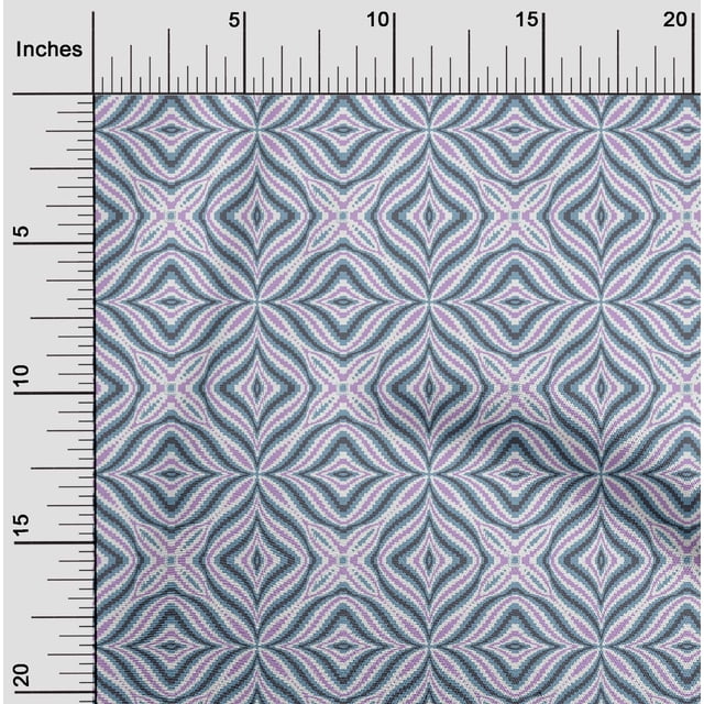 oneOone Polyester Lycra Fabric Floral & Ogee Flame Stitch Decor Fabric Printed BTY 56 Inch Wide