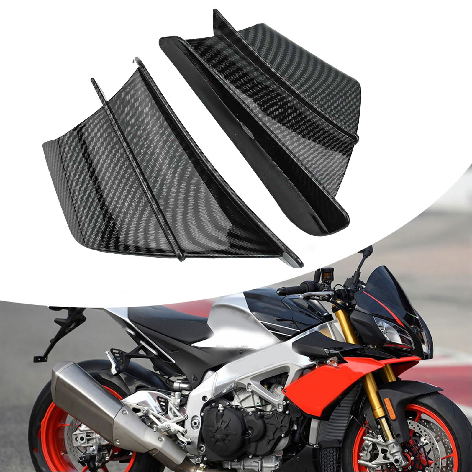 2 Ailerons Spoiler Universels Moto – Ailes Aérodynamiques Noires Adhésives