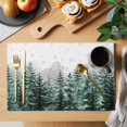 thumbnail image 2 of Green Christmas Tree Placemats Set of 4, Xmas Snowflake Forest Washable Wipeable Table Mats for Dining Tables, Indoor Outdoor Kitchen Place Mats for Holiday Party Table Decor, 2 of 9
