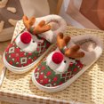 thumbnail image 4 of Suaves para Parejas Pantuflas Felpa Alce Navideño Antideslizantes Interior, 4 of 9