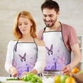 thumbnail image 5 of Urple Butterfly Flower Pattern Apron-Garden Aprons for Women with Pockets-Cotton Linen Waterproof Kitchen Cooking Gardening Aprons Adjustable for Kitchen,Cooking,BBQ and Salon 33x27 Inch, 5 of 7