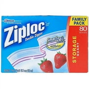 Ziploc Storage Bags Family Pack Quart Size, 80 count