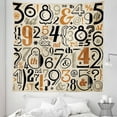 thumbnail image 1 of Number Tapestry, Various Vintage Numeral Mathematical Nostalgic Typography Art, Fabric Wall Hanging Decor for Bedroom Living Room Dorm, 5 Sizes, Dark Orange Beige Black, by Ambesonne, 1 of 1