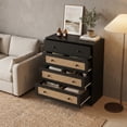 thumbnail image 3 of iooHug Modern Rattan 5-Drawer Dresser, 39.4" Wide Chest of Drawers for Bedroom, Living Room, Hallway.(Black), 3 of 6