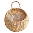 thumbnail image 2 of Wicker Storage Basket, Hanging BasketforWall, Basket Planter, Round Shape, Fiber, Hanging Wall Planter, Living Room Entryway, Beige, 1 Pc, 2 of 3