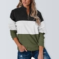 thumbnail image 2 of DHFJKG Women's Sports Quarter Zip Sweatshirt Color Block Loose Fit Stand Collar Long Sleeve Pullover Spring Stylish Tops, 2 of 6
