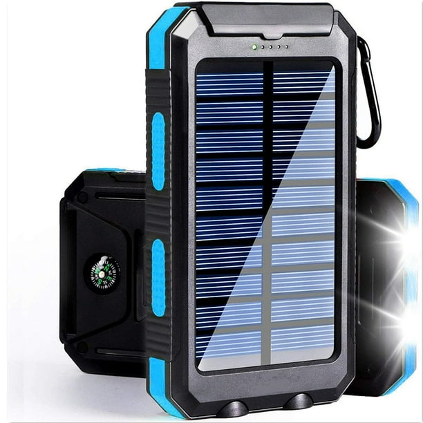 50000mAh Waterproof Solar Power Bank with Dual LED Flashlights and Compass Portable Charger