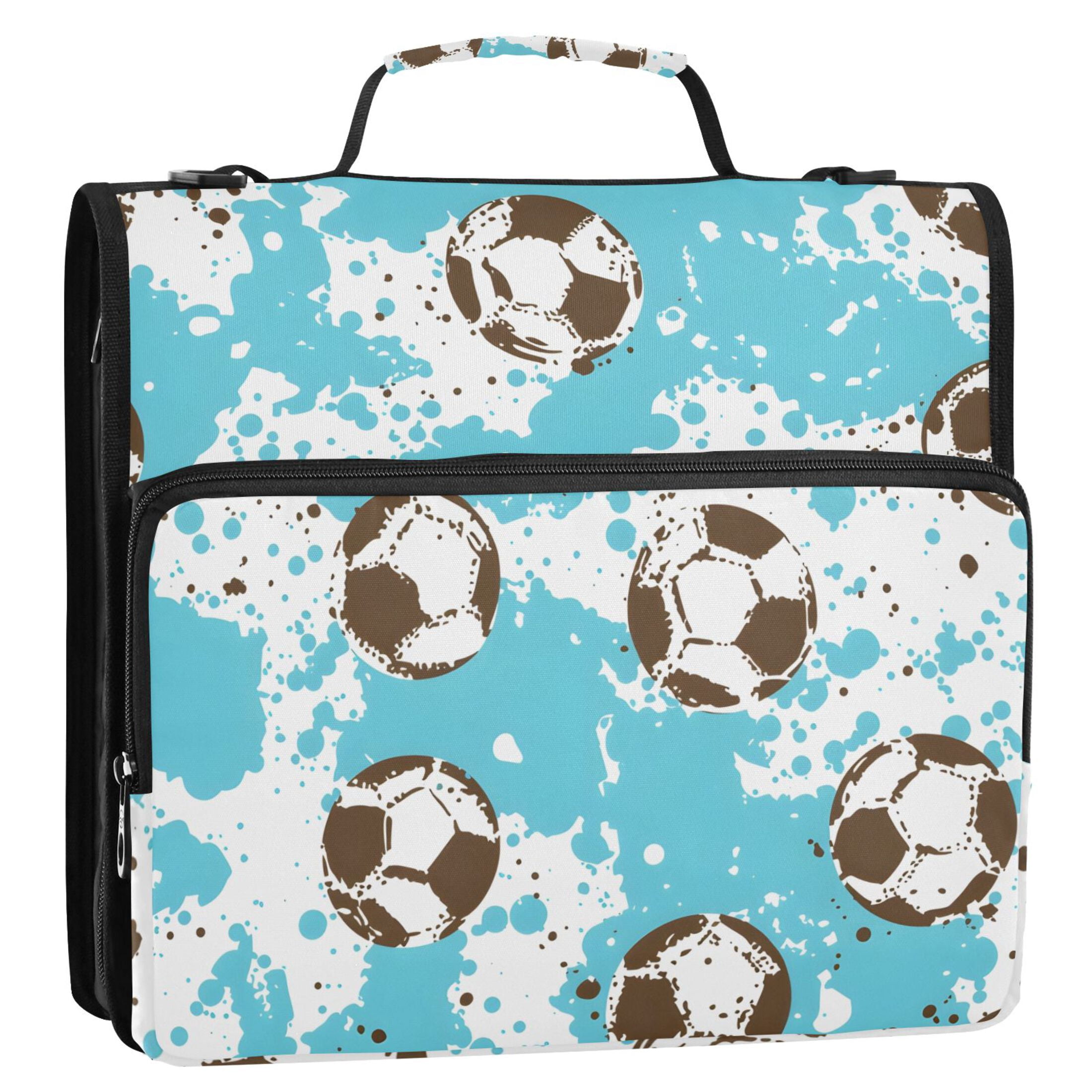 ALAZA Zipper Binder Watercolor Football 3 Ring Trapper Keeper File Folder Organizer Bag