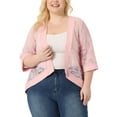thumbnail image 2 of DARING DIVA Plus Size Bolero Outfits Lace Panel Sheer Cardigans 3X Light Pink, 2 of 6