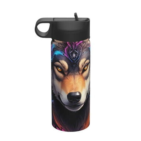 

Picia Colorful Wolf Head Pattern 18oz Sports Insulated Kettle With Straw Insulated Water Bottle For Running Hiking Cycling Climbing Men S Woman Insulated Water Bottle