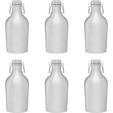 

Stainless Steel Growlers 2 Liters Set Of 6 Bulk Pack - Great For Brewery Taproom Home Brew Craft - Silver