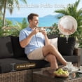 thumbnail image 5 of Gaildon 7 Patio Outdoor Furniture Wicker Sectional Sofa Couch Lawn Sectional Black Glass Table, Black, 5 of 7