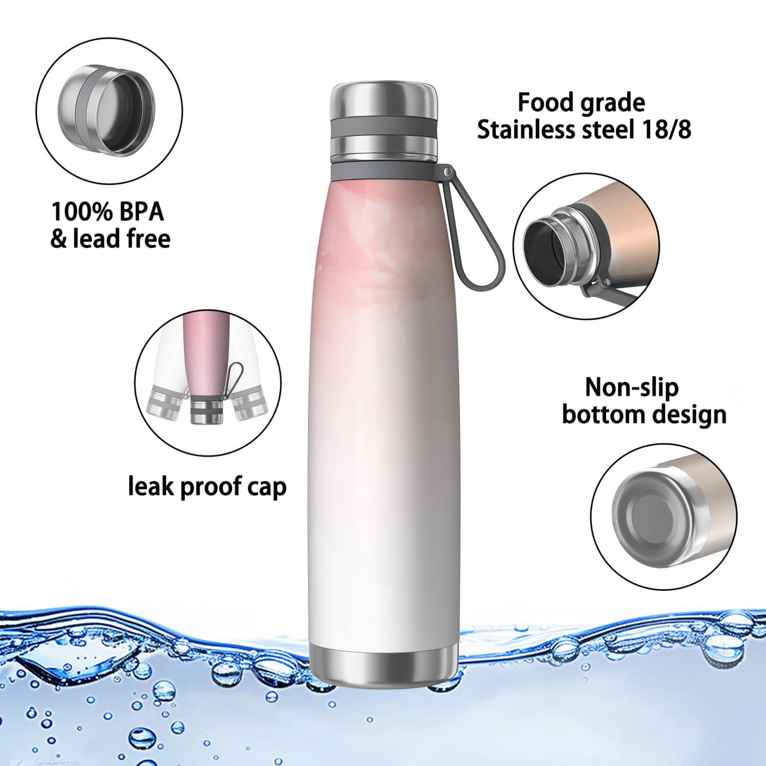 29oz Insulated Water Bottle with Tea Infuser, Stainless Steel Travel Mug, Fluid Smoke Aurora Art Style