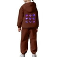 thumbnail image 5 of HUAXUN-Girls 2 Piece Outfits Toddler Girls Heart Print Sweatshirts Sweatpants Set School Outfits Girl Clothes Fall Winter Hoodie & Pants Sets(B-Brown,6-7 Years), 5 of 7