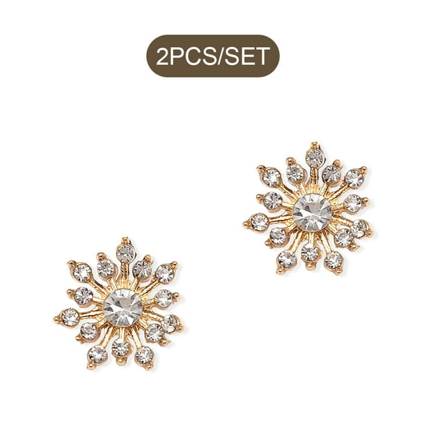 2 Pieces Hairpin Headdress Flat Back Non-perforated Design Shiny Rhinestones Beautiful Pearl Flower Buckle for Dancing Party Type 6