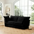 thumbnail image 3 of Modern Cream Corduroy Loveseat Sofa, Comfortable Cushion with Removable Cover for Living Room/Apt,Black, 3 of 7