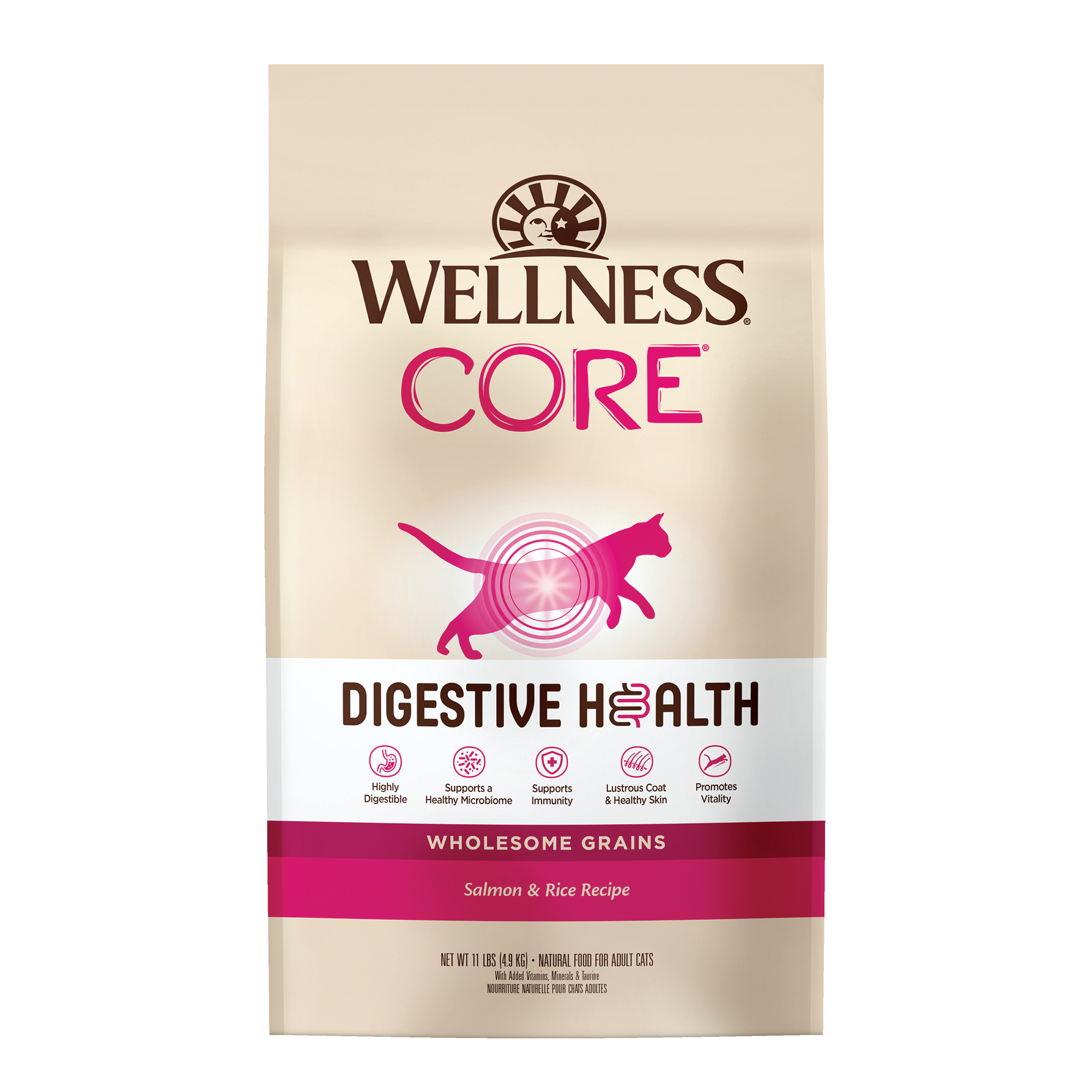 Wellness CORE Digestive Health Salmon & Rice Dry Cat Food, 11 Pound Bag