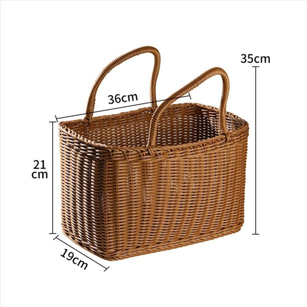 5X Cesta de la Compra para el Hogar Cesta de Verduras de Mano Cesta Tejida Decorativa Cesta de Arreglo Floral Bolsa de Picnic de Mimbre de ImitacióN