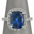 thumbnail image 2 of HeartsAndYou 3ct Cushion Cut Natural Blue Sapphire Ring 14k SOLID White Gold Moissanite Halo, 2 of 9