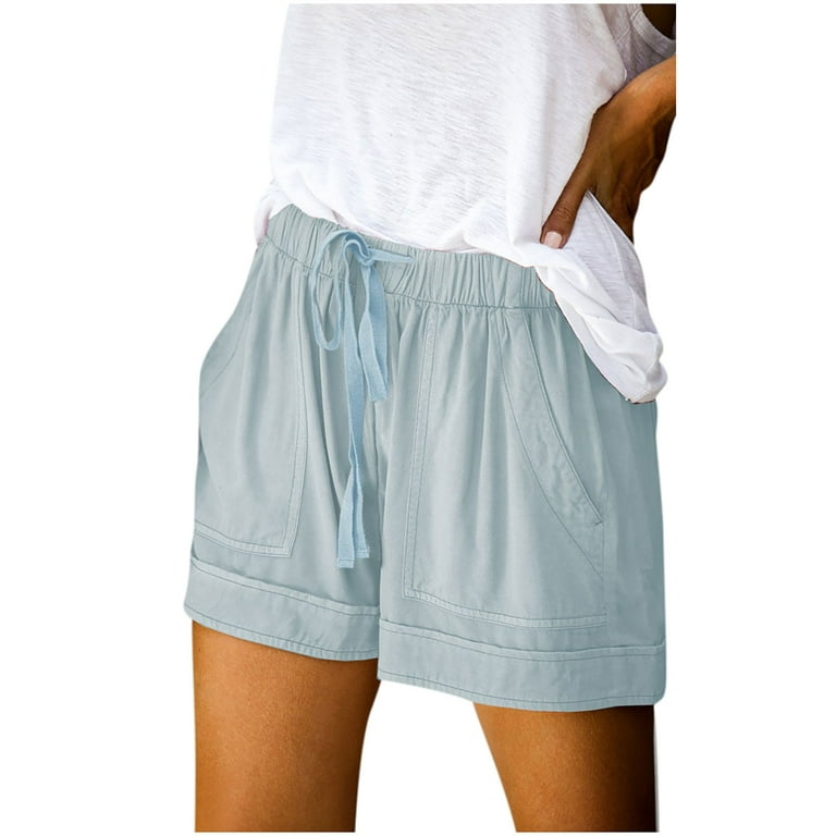 GWAABD Casual Pants Pocket Elastic Loose Shorts Plus Womens Pants Comfy  Waist Size Casual Drawstring Pants 