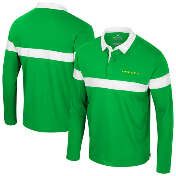 Men's Colosseum Green Oregon Ducks Too Cool For School Long Sleeve Polo