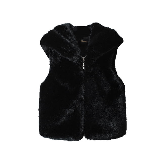 Gibobby Chamarra de forro polar para niños y niñasChaqueta para niñas pequeñas, moda de otoño e invierno, chaquetas con cuello de lana para niños pequeño(Negro, 3-4 Años)
