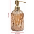 thumbnail image 2 of nu steel Glacier Amber Collection Glass with gold finish Trim Refillable Liquid Soap Dispenser Pump Bottle for Bathroom Vanity Countertop - Holds Lotion, Liquid Soap, Hand Sanitizer - Amber, 2 of 2