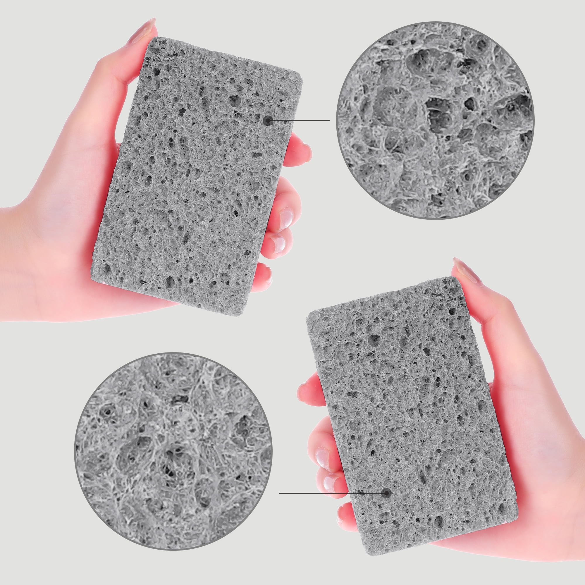 Unique Bargains 6 Pack Non-Scratch Sponges Kitchen Cleaning Sponges Grey 4.3"x2.8"x0.8"