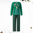 thumbnail image 4 of Traje de diario casual con patrón de árbol de Navidad de cuello redondo familiar Traje de pantalón largo verde FLhrweasw Para estrenar, 4 of 7