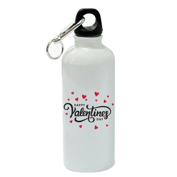 Happy Valentine's Day Hearts White Aluminum Sports 20 oz Water Bottle