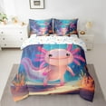 thumbnail image 2 of Erosebridal Kawaii Axolotl Bed in a Bag Twin size, Blue Pink Bed Set, Lake Lotus Reversible Bedding Twin Size, Ultra Soft Bedroom Decoration, 7-Piece, 2 of 6