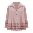 thumbnail image 6 of Odbmxy Collared Womens Shirts Plus Size 3/4 Sleeve Summer Tops for Women Button up Lace Leisure Regular Solid Color Tops,Pink XL, 6 of 8