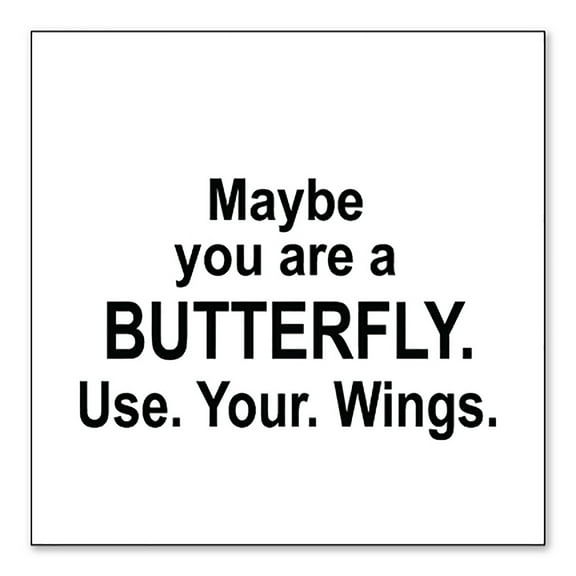 DistinctInk Custom Bumper Sticker - 6" x 6" Decorative Decal - White Background - Maybe You Are a Butterfly
