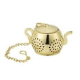 thumbnail image 2 of Decodeary Stainless Steel Tea Strainer Chain Hook Teapot Shape Removable Colorful Infuser Indoor Soup Making Filter Supplies Golden 1Set, 2 of 6
