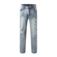 thumbnail image 3 of MHFRRA Bootcut Jeans for Men Men's Straight Leg Jeans Distressed Denim Pants for Casual Daily Wear Comfortable Stretch Fit Fashionable Tear Details Versatile Outfit Pairing Size 32, 3 of 6