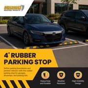 Guardian Parking Stop, 4 Foot Long Rubber Curb with Mounting Holes, Black/Yellow