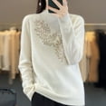 thumbnail image 4 of Fiaer Sweaters for Women Crew Neck Long Sleeve Trendy Solid Plus Size Loose Fit Warm Knit Tops White XL, 4 of 4