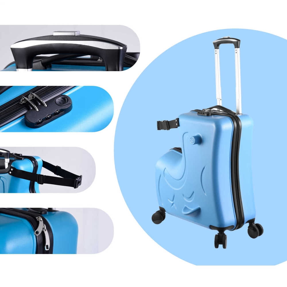 WZTO 20/24inch Kids Ride on Luggage Toddler Luggage Seat,Rolling Luggage with Spinner Wheels ,Suitcase Carry Trolley with Password Lock,with Safety Belt, Airplane Travel