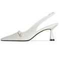 thumbnail image 2 of Women Kitten Heels Slingback Low Heel Pumps Dress Shoes for Women Closed Pointed Toe Pearl Heels for Work Wedding Bridal, 2 of 8